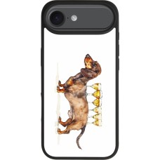 Coque iPhone Air - Silicone rigide noir Wine Teckel