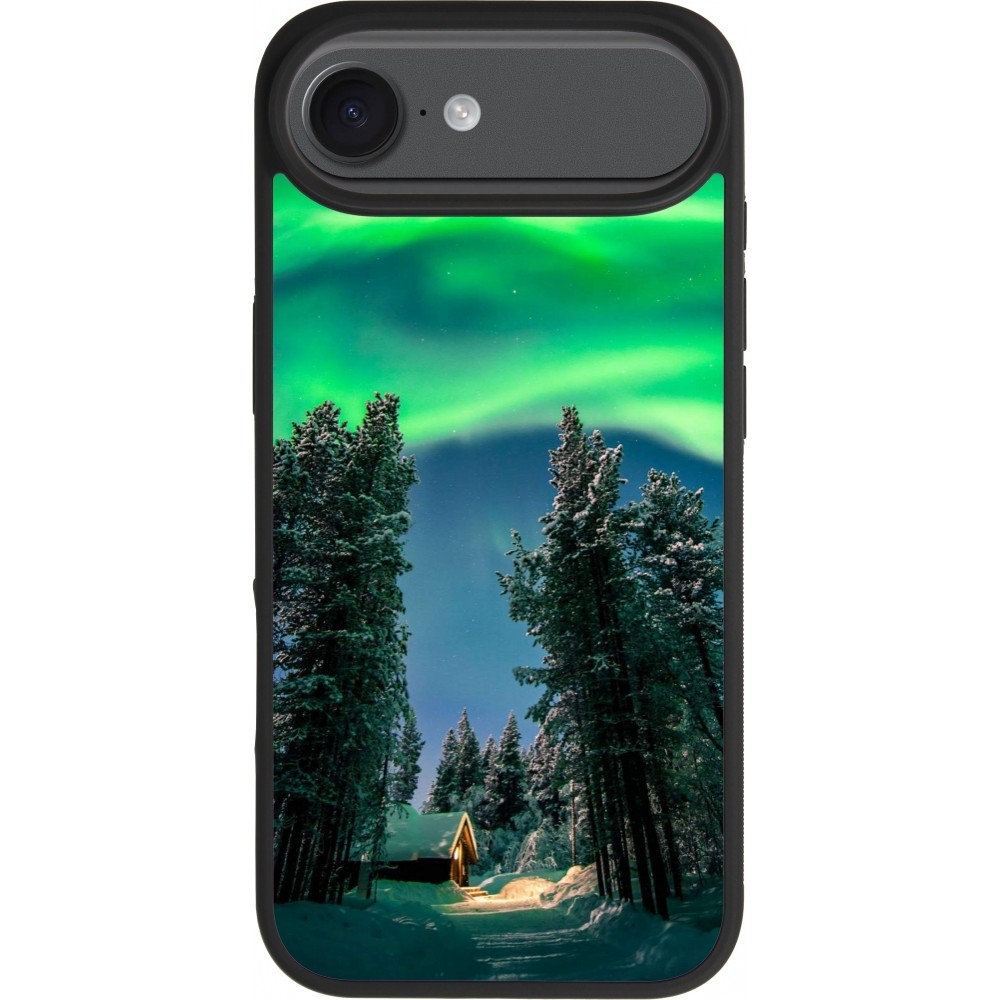 Coque iPhone Air - Silicone rigide noir Winter 22 Northern Lights