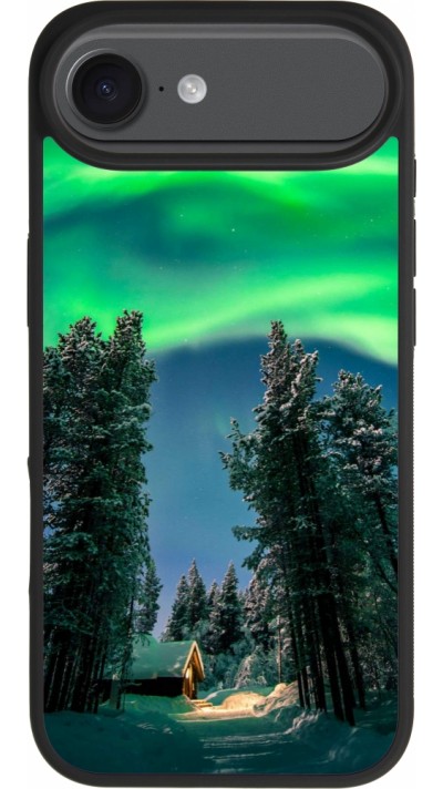 Coque iPhone Air - Silicone rigide noir Winter 22 Northern Lights