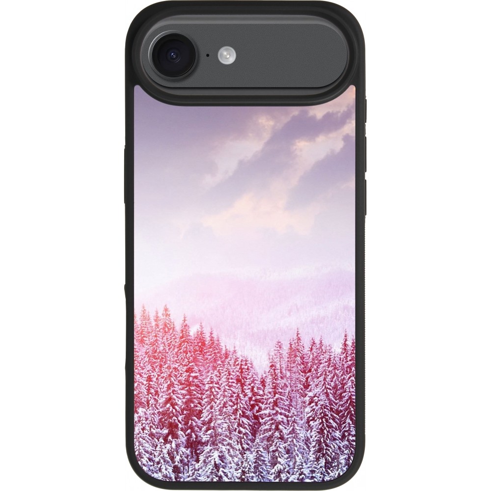 Coque iPhone Air - Silicone rigide noir Winter 22 Pink Forest
