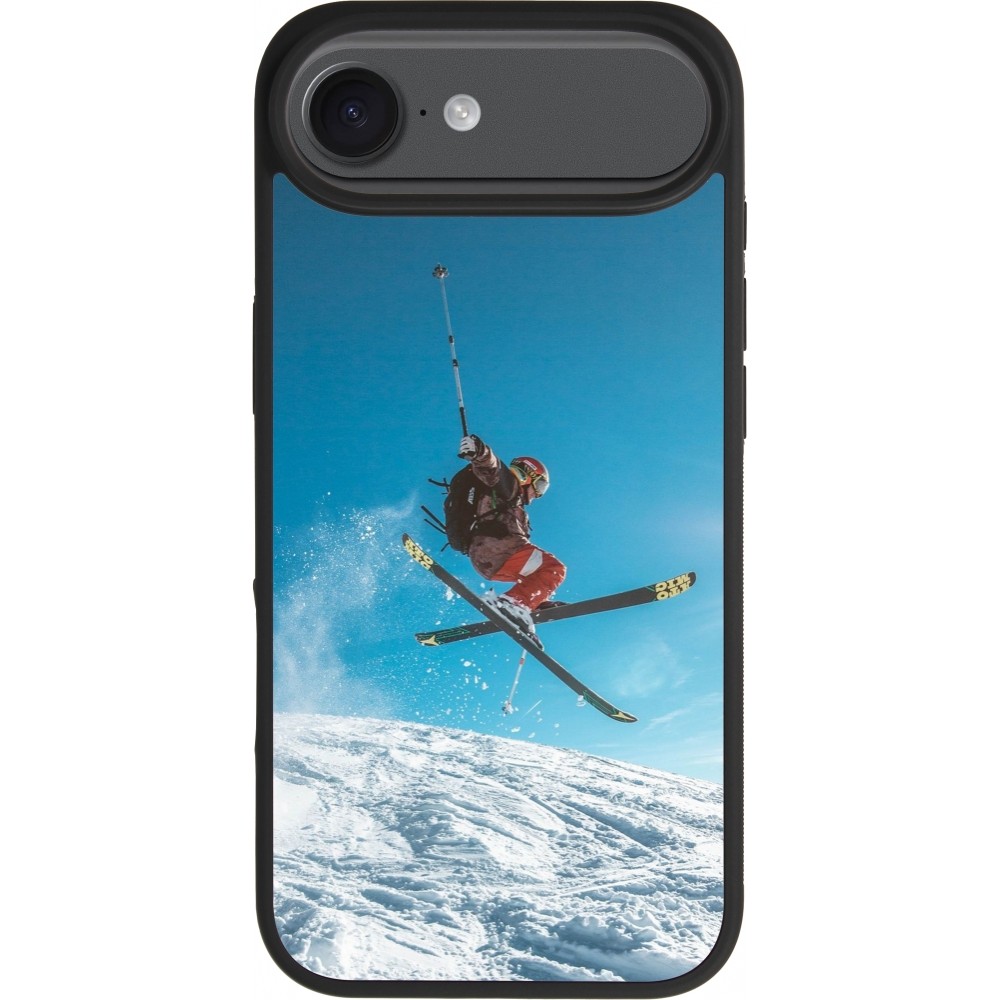 Coque iPhone Air - Silicone rigide noir Winter 22 Ski Jump