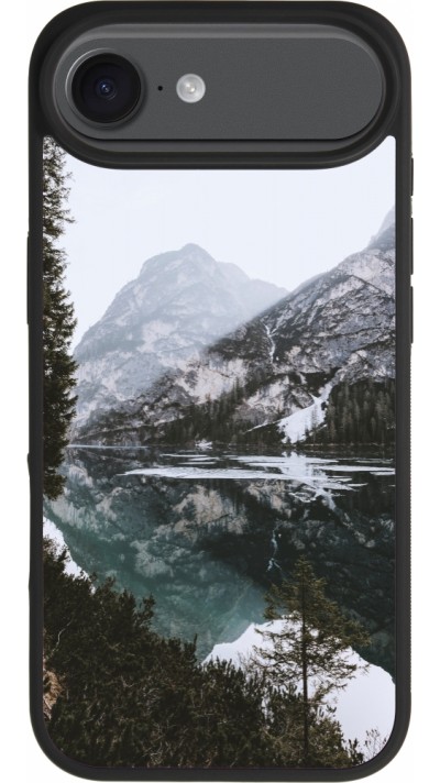 Coque iPhone Air - Silicone rigide noir Winter 22 snowy mountain and lake