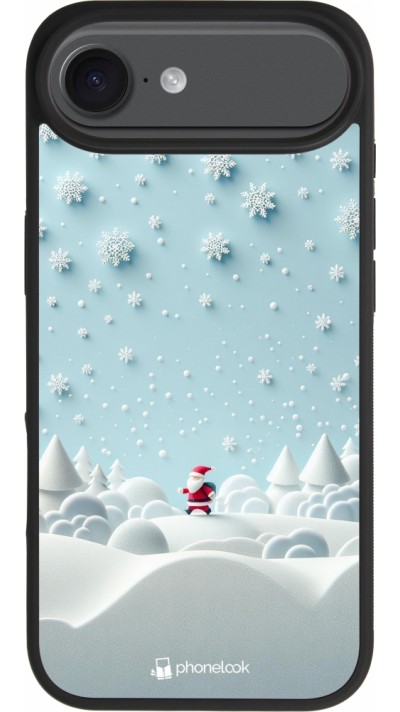 Coque iPhone Air - Silicone rigide noir Noël 2023 Petit Père Flocon