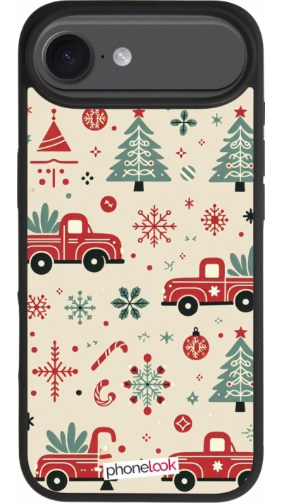 Coque iPhone Air - Silicone rigide noir Noël 2024 Camion Sapin