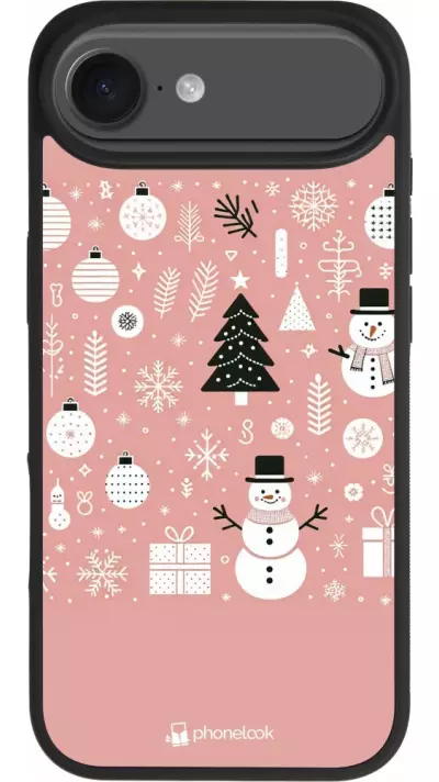 iPhone Air Case Hülle - Silikon schwarz Weihnachten 2024 Rose Schneemann Weihnachten