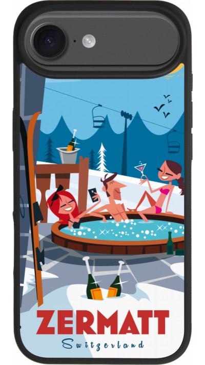 Coque iPhone Air - Silicone rigide noir Zermatt Mountain Jacuzzi