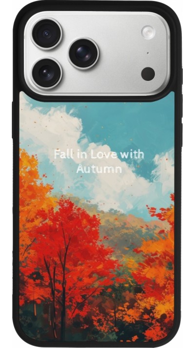 Coque iPhone 17 Pro Max - Silicone rigide noir Autumn 25 Fall in love