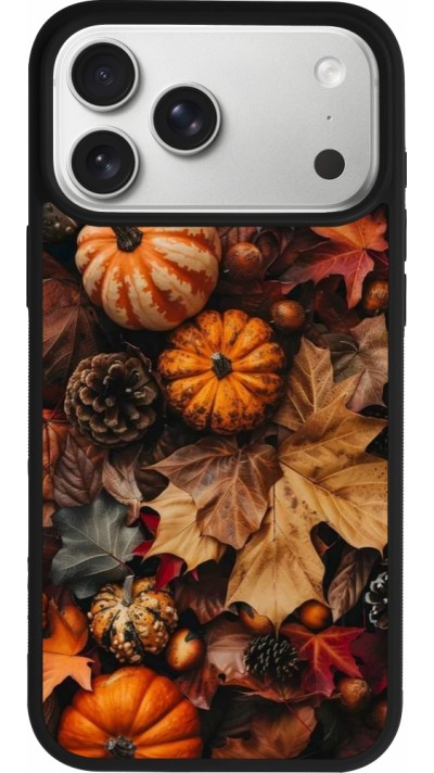 Coque iPhone 17 Pro Max - Silicone rigide noir Autumn 25 Pumpkin