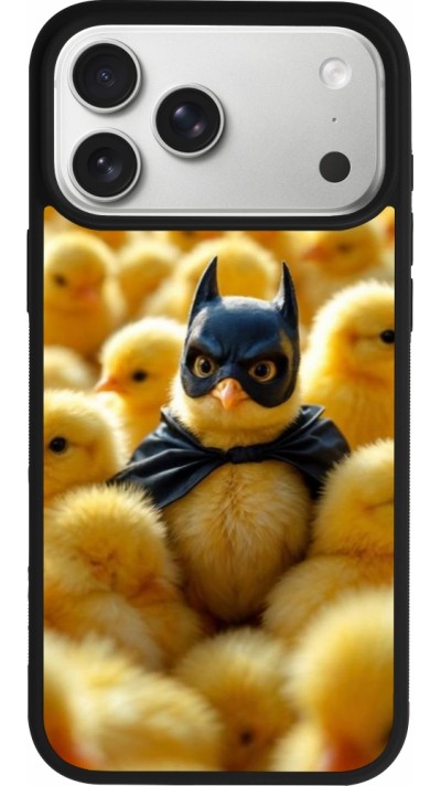 Coque iPhone 17 Pro Max - Silicone rigide noir Easter 2026 Chicken Batman