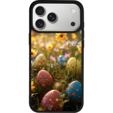 Coque iPhone 17 Pro Max - Silicone rigide noir Easter 2026 Decorated eggs
