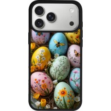 Coque iPhone 17 Pro Max - Silicone rigide noir Easter 2026 Eggs with bees