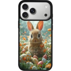 Coque iPhone 17 Pro Max - Silicone rigide noir Easter 2026 Rabbit in the garden