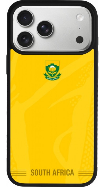 Coque iPhone 17 Pro Max - Silicone rigide noir Maillot de football Afrique du Sud 2026 personnalisable