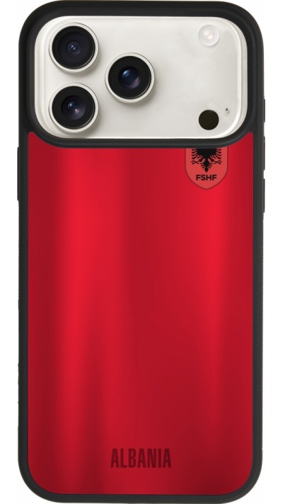 Coque iPhone 17 Pro Max - Silicone rigide noir Maillot de football Albanie personnalisable