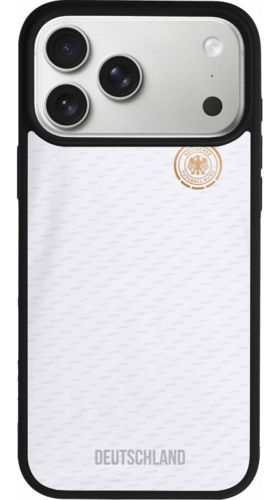 Coque iPhone 17 Pro Max - Silicone rigide noir Maillot de football Allemagne 2022 personnalisable