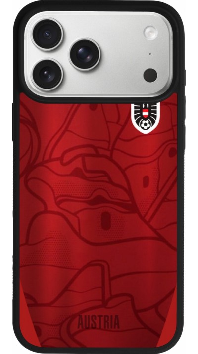 Coque iPhone 17 Pro Max - Silicone rigide noir Maillot de football Autriche personnalisable