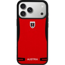 Coque iPhone 17 Pro Max - Silicone rigide noir Maillot de football Autriche 2026 personnalisable