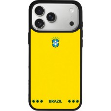 Coque iPhone 17 Pro Max - Silicone rigide noir Maillot de football Bresil 2026 personnalisable