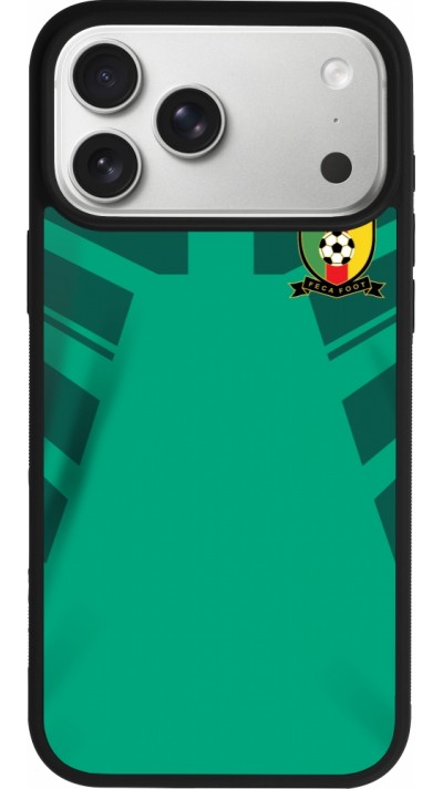 Coque iPhone 17 Pro Max - Silicone rigide noir Maillot de football Cameroun 2022 personnalisable
