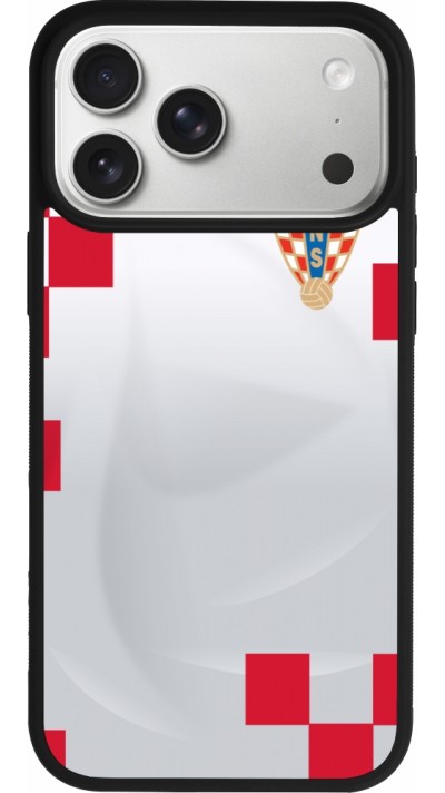 Coque iPhone 17 Pro Max - Silicone rigide noir Maillot de football Croatie 2022 personnalisable