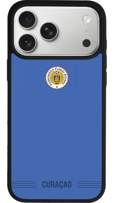 iPhone 17 Pro Max Case Hülle - Silikon schwarz Curaçao 2026 personalisierbares Fussballtrikot