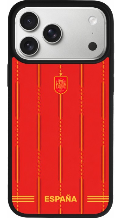 Coque iPhone 17 Pro Max - Silicone rigide noir Maillot de football Espagne 2026 personnalisable