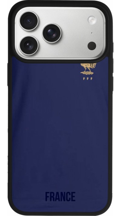 Coque iPhone 17 Pro Max - Silicone rigide noir Maillot de football France 2022 personnalisable