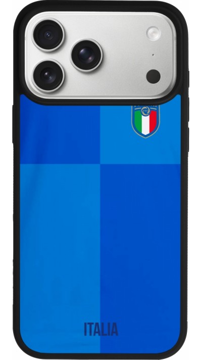 Coque iPhone 17 Pro Max - Silicone rigide noir Maillot de football Italie 2022 personnalisable