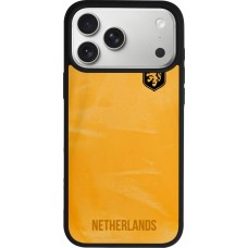 Coque iPhone 17 Pro Max - Silicone rigide noir Maillot de football Pays-Bas 2022 personnalisable