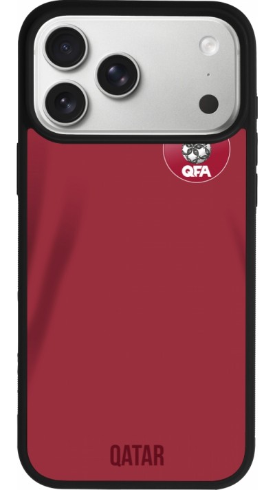 Coque iPhone 17 Pro Max - Silicone rigide noir Maillot de football Qatar 2022 personnalisable