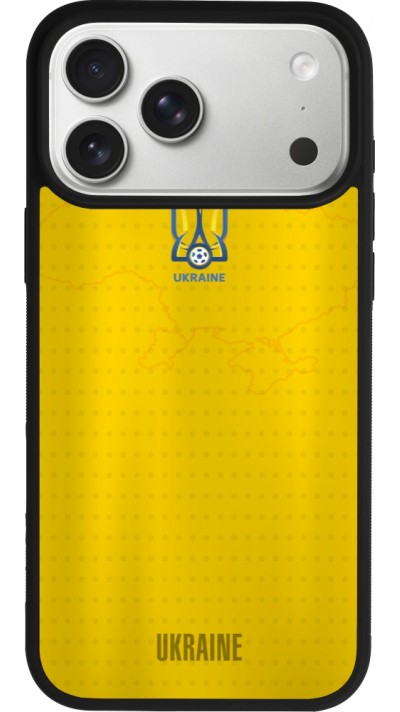 Coque iPhone 17 Pro Max - Silicone rigide noir Maillot de football Ukraine