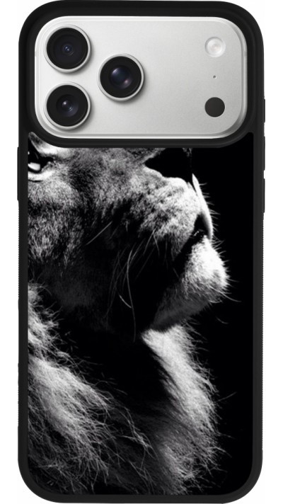 Coque iPhone 17 Pro Max - Silicone rigide noir Lion looking up