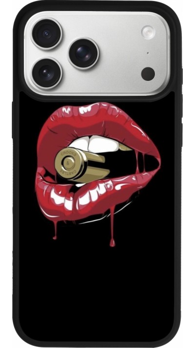Coque iPhone 17 Pro Max - Silicone rigide noir Lips bullet