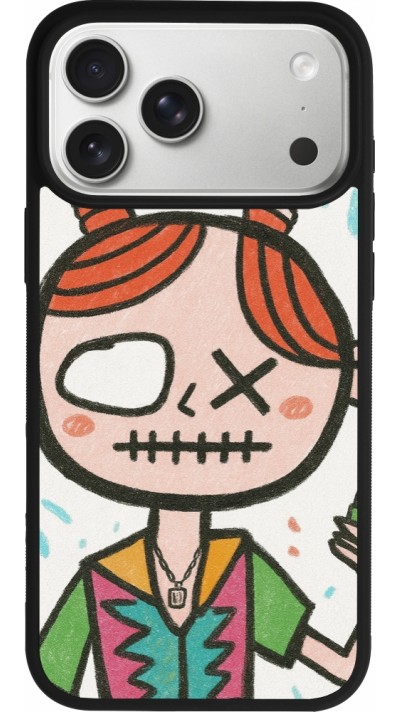 Coque iPhone 17 Pro Max - Silicone rigide noir Little Girl Sketch