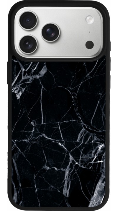 Coque iPhone 17 Pro Max - Silicone rigide noir Marble Black 01