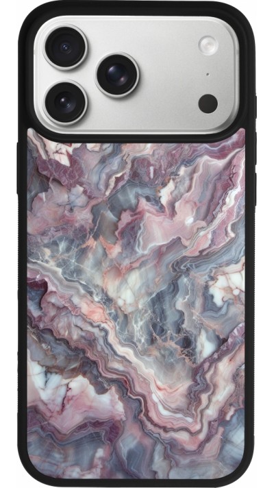 iPhone 17 Pro Max Case Hülle - Silikon schwarz Violetter silberner Marmor