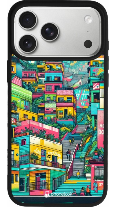 Coque iPhone 17 Pro Max - Silicone rigide noir Medellin Comuna 13 Art