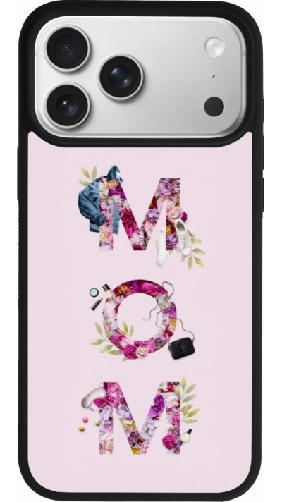 Coque iPhone 17 Pro Max - Silicone rigide noir Mom 2024 girly mom