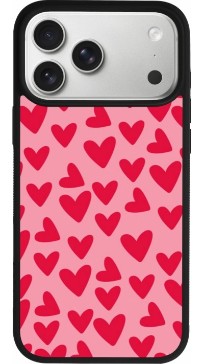 Coque iPhone 17 Pro Max - Silicone rigide noir Mom 2024 petits coeurs