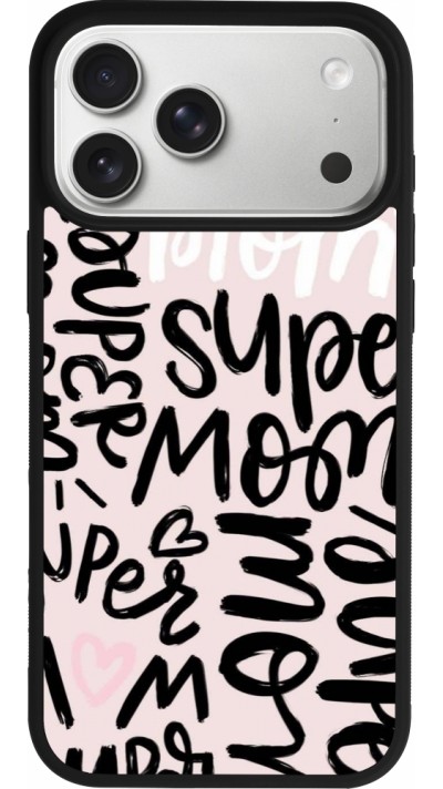 Coque iPhone 17 Pro Max - Silicone rigide noir Mom 2024 Super mom