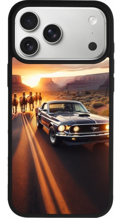 Coque iPhone 17 Pro Max - Silicone rigide noir Mustang 69 Grand Canyon