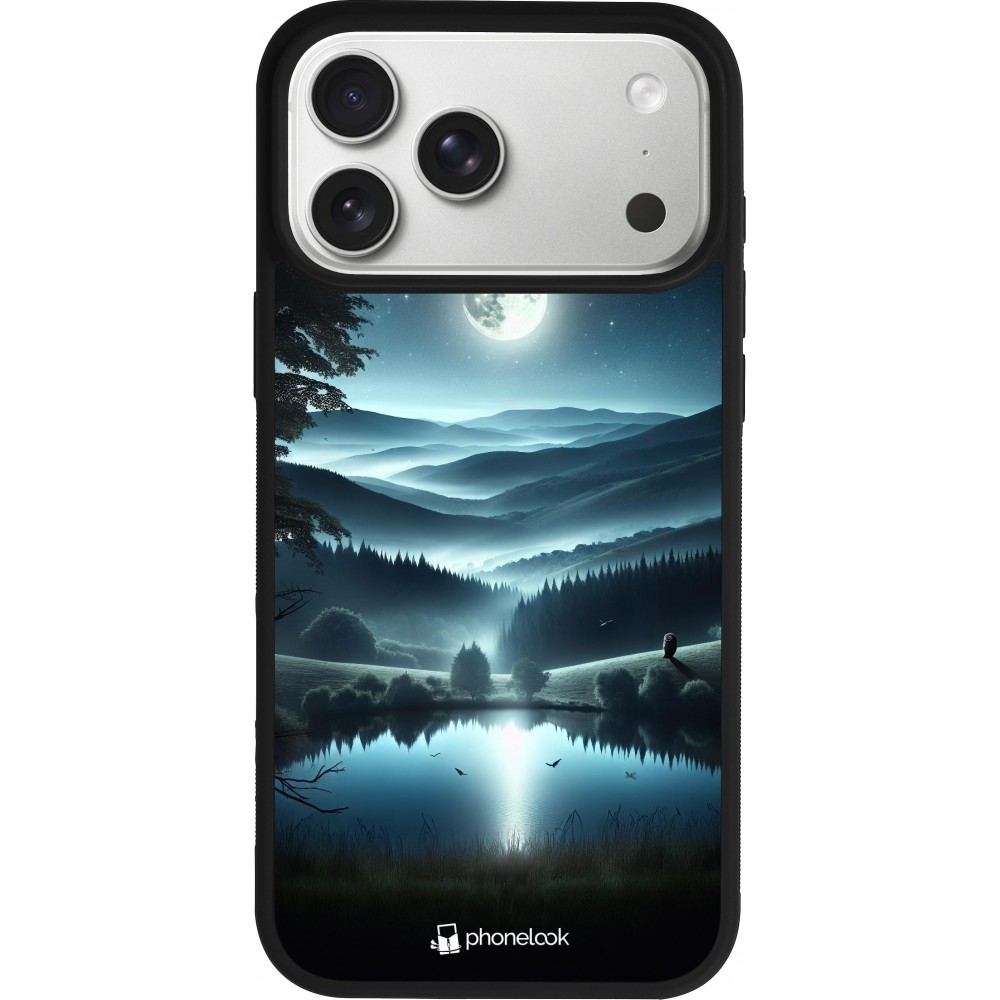 Coque iPhone 17 Pro Max - Silicone rigide noir Night Sky View