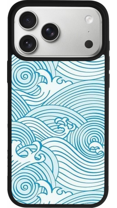 Coque iPhone 17 Pro Max - Silicone rigide noir Ocean Waves