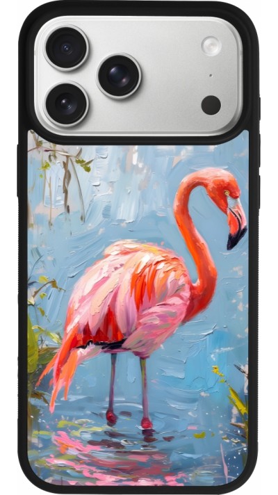 Coque iPhone 17 Pro Max - Silicone rigide noir Paint Flamingo