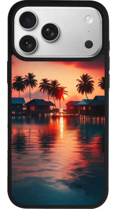 Coque iPhone 17 Pro Max - Silicone rigide noir Paradis Maldives
