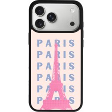 Coque iPhone 17 Pro Max - Silicone rigide noir Paris Pink Print