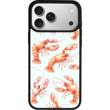 Coque iPhone 17 Pro Max - Silicone rigide noir Pattern de homards pastels