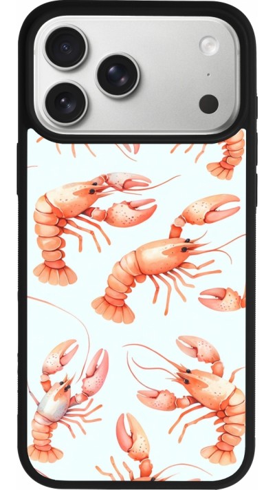 Coque iPhone 17 Pro Max - Silicone rigide noir Pattern de homards pastels