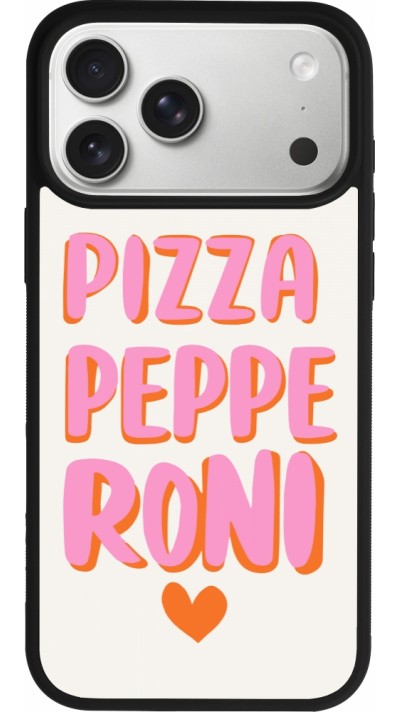 Coque iPhone 17 Pro Max - Silicone rigide noir Pizza pepperoni 2026