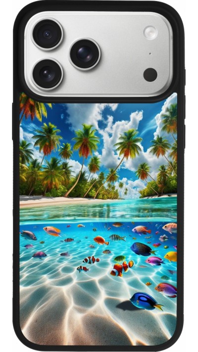 Coque iPhone 17 Pro Max - Silicone rigide noir Plage Paradis